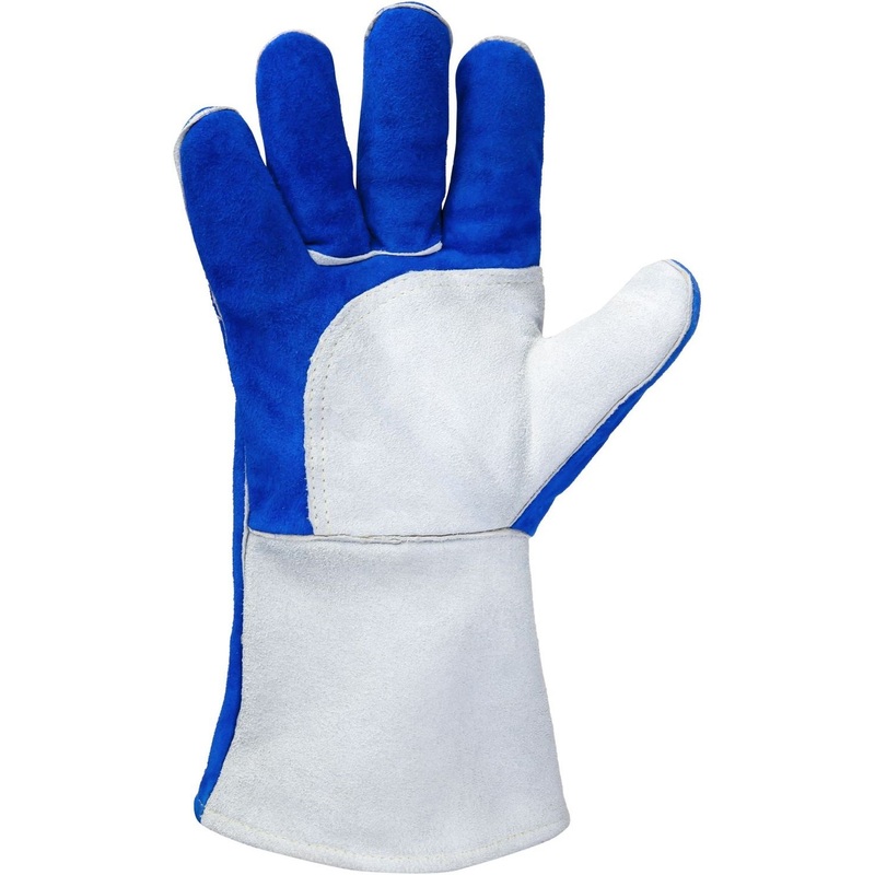 Изображение товара Краги сварщика спилковые утеплённые пятипалые Jeta Safety Ferrus Frost синие/серые