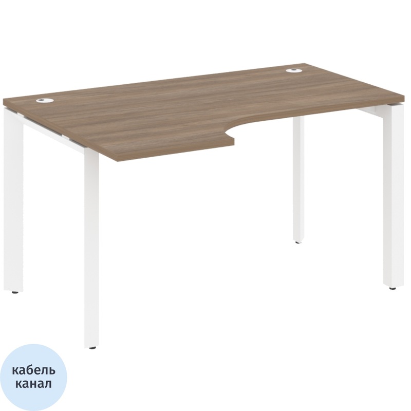 Изображение товара Эргономичный левый рабочий стол ONIX-П O.MP-SA-2L дуб аризона белый размеры 1380х980 мм