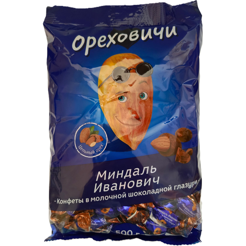 Изображение товара Конфеты шоколадные Ореховичи Миндаль Иванович с цельным миндалём 0.5 кг