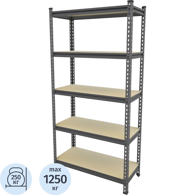 Изображение товара Металлический стеллаж Everest Beamy Simple 5 полок 900х300х1800 мм