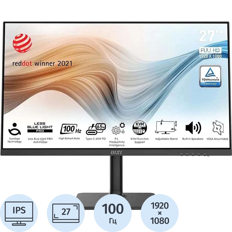 Изображение товара Монитор 27 MSI MD272XP черный 1920x1080 IPS 100 Гц USB-C HDMI