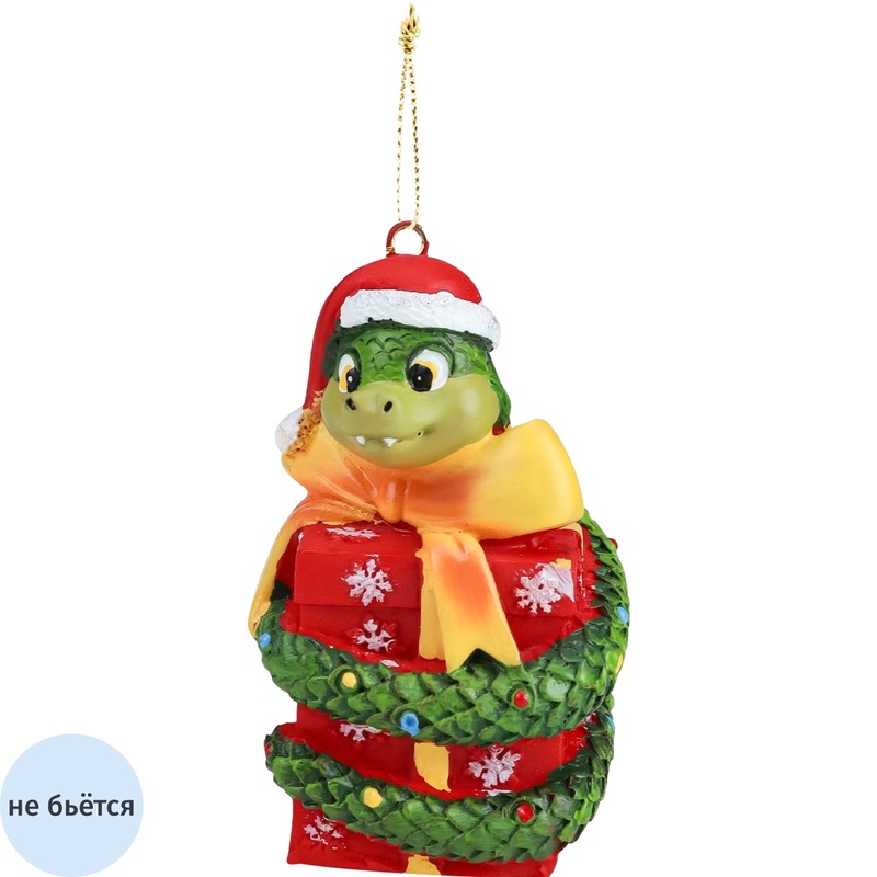 Изображение товара Ёлочная игрушка Miland Змейка с подарком объем 7 см разноцветная тонкая