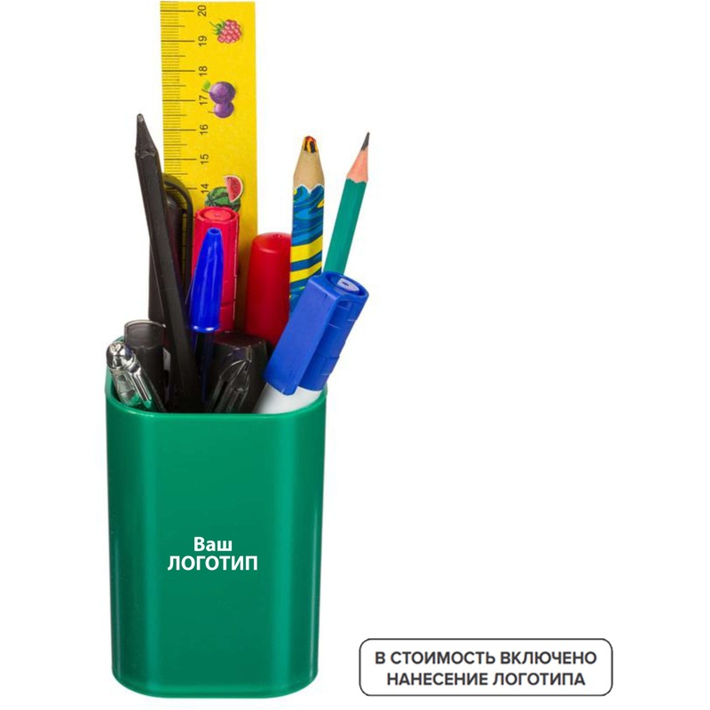 Изображение товара Подставка-стакан Attache зеленая (100 штук в упаковке) с лого