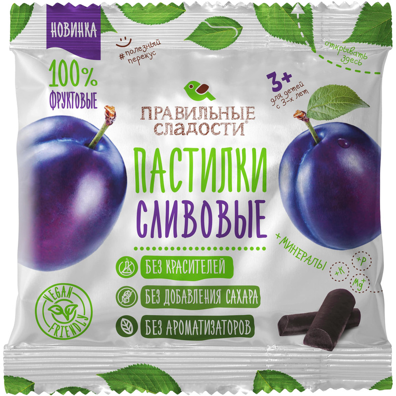 Изображение товара Пастилки Правильные сладости Сливовые 70 г натуральные без сахара