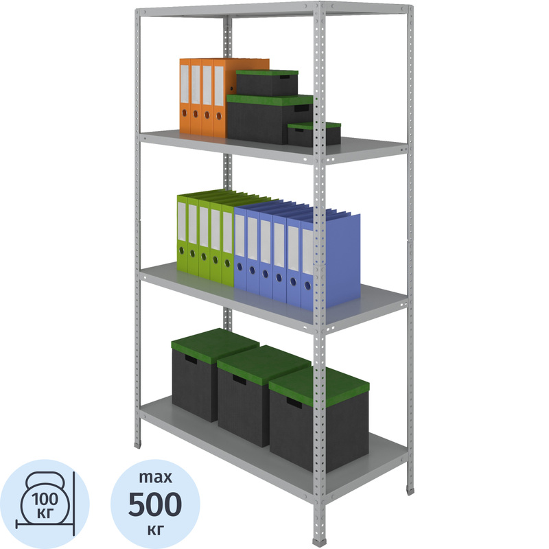 Изображение товара Стеллаж металлический Cobalt Shelf MS KD серый 4 полки 1000х500х1750 мм