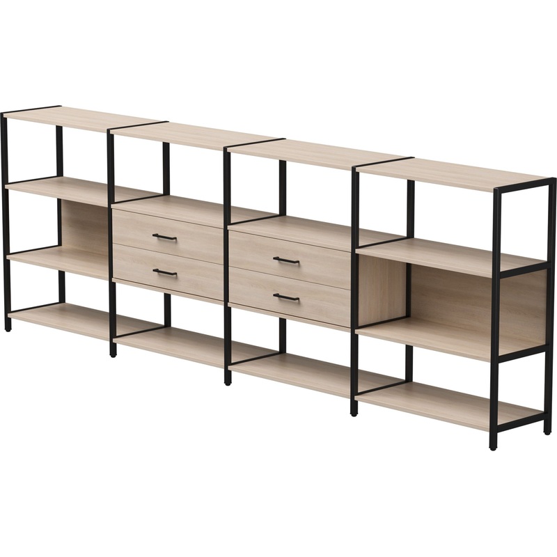 Изображение товара Стеллаж для документов EVO 254ST4DY9005 дуб соната/чёрный 3245х385х1120 мм