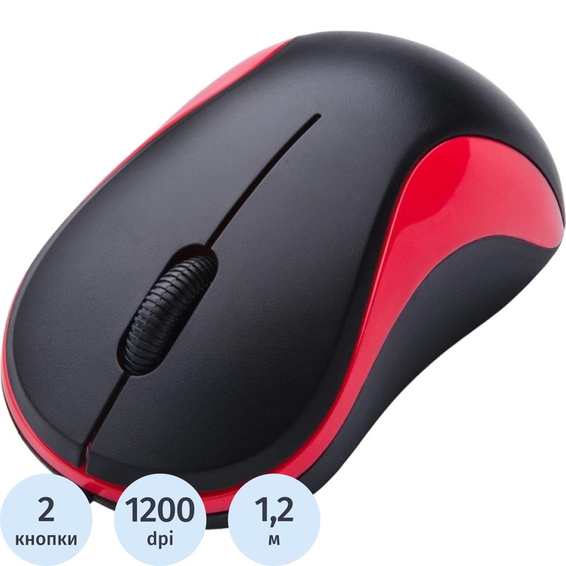 Изображение товара Проводная мышь Oklick 115S черно-красная оптическая USB