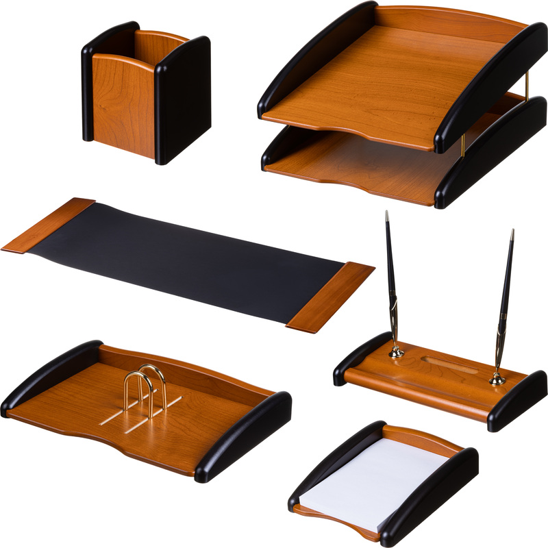 Изображение товара Настольный набор 6M-3A из МДФ коричневый/чёрный на 6 предметов