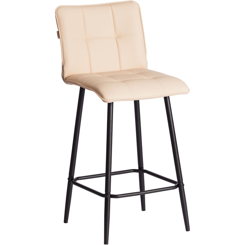 Изображение товара Полубарный стул TetChair Bari бежевый на чёрных ножках, экокожа, металл