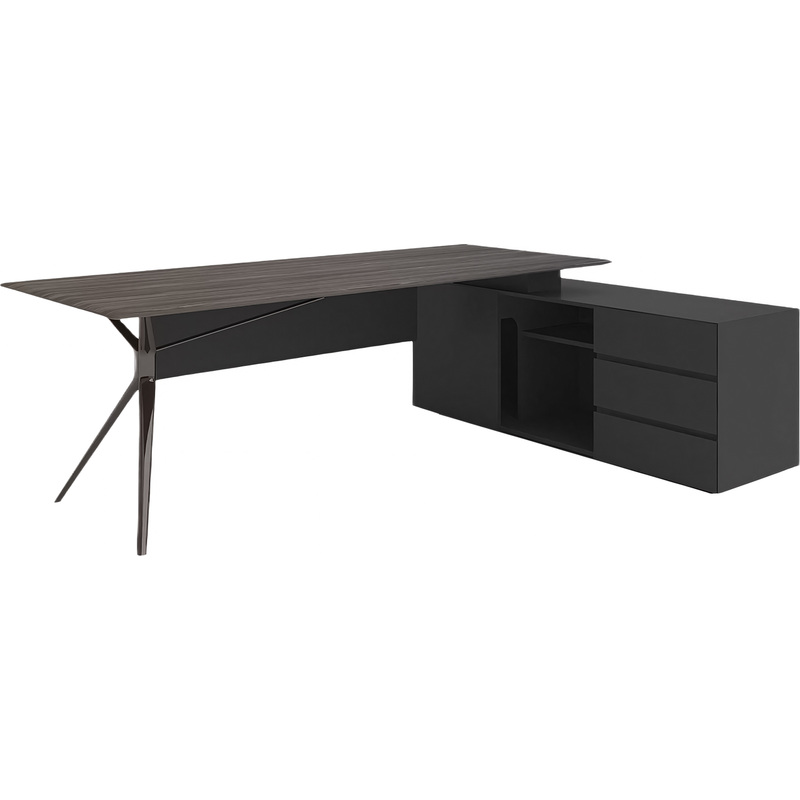 Изображение товара Угловой офисный стол Ares Lux с тумбой правая сторона дуб жжёный