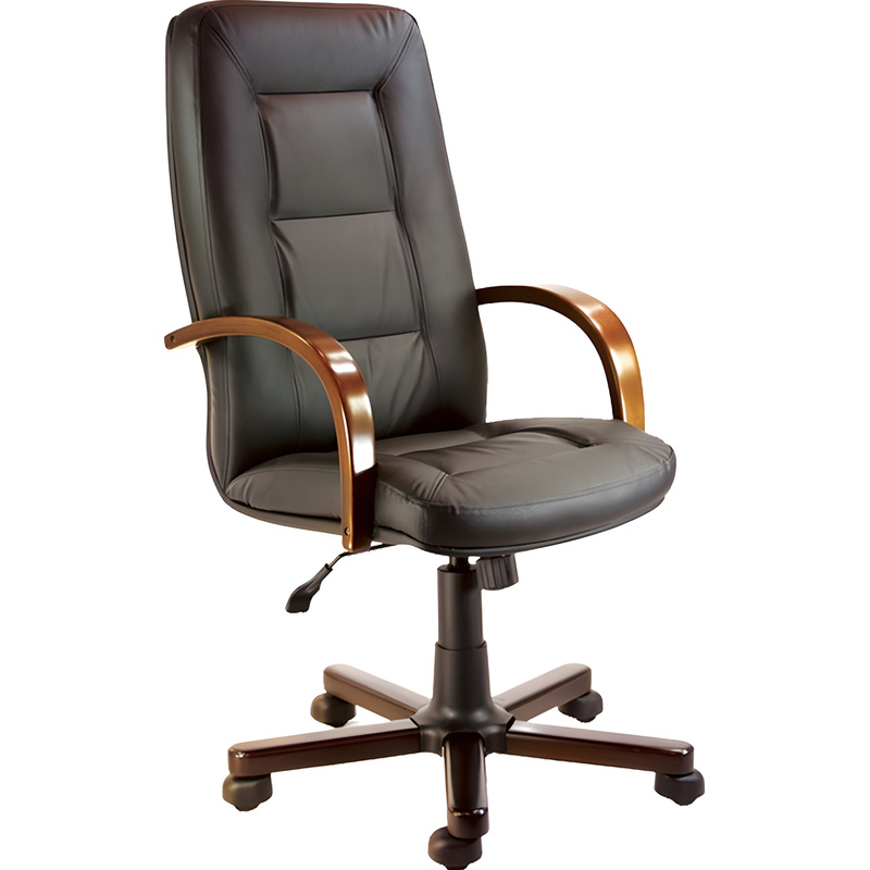 Изображение товара Кресло для руководителя Verona чёрное (натуральная кожа с компаньоном, дерево)