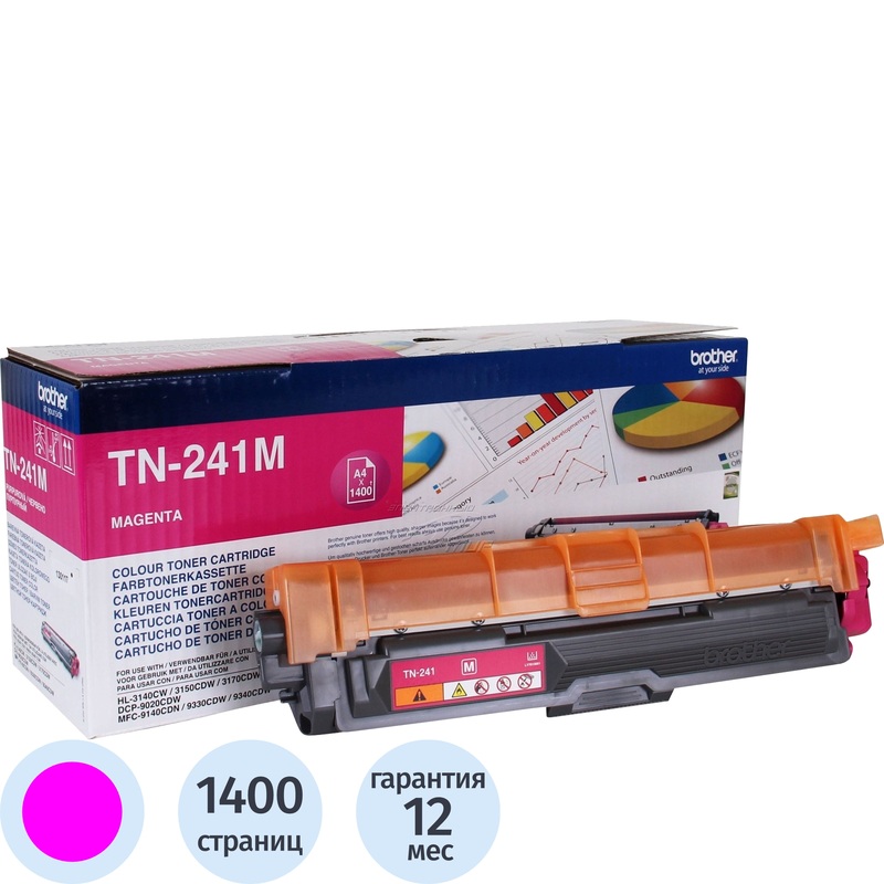 Изображение товара Оригинальный лазерный картридж Brother TN-241M пурпурный для принтеров HL и MFC