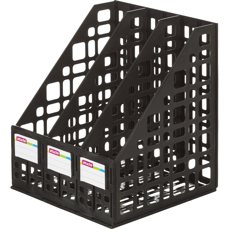 Изображение товара Лоток вертикальный для бумаг Attache 3 отделения пластиковый черный 240 мм