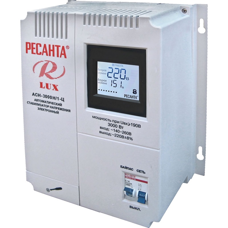 Изображение товара Стабилизатор напряжения Ресанта АСН-3000Н 1-Ц защита до 3кВт высокая скорость