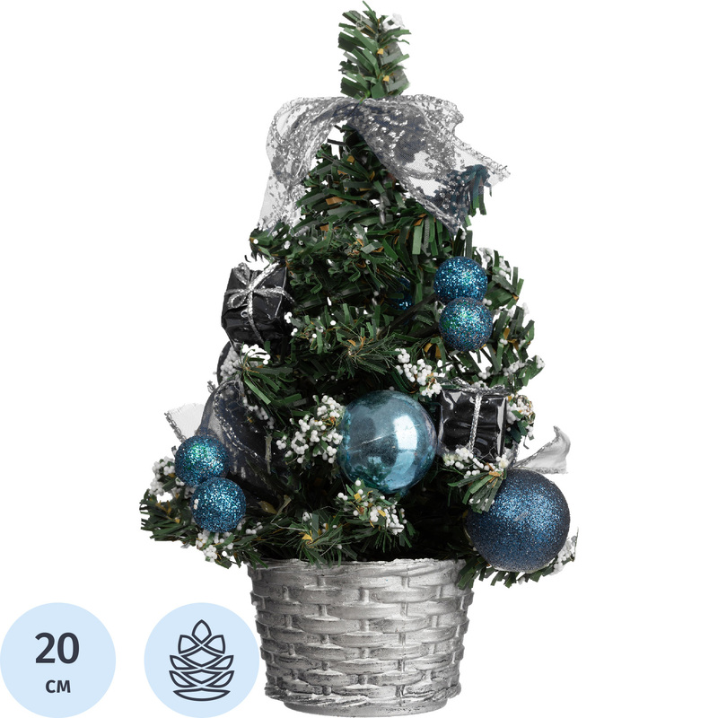Изображение товара Искусственная новогодняя ёлка настольная 20 см с украшениями Remeco Collection