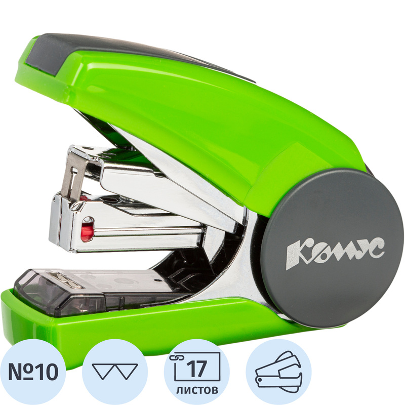 Изображение товара Степлер мини Комус Light-Force до 17 листов зеленый с антистеплером