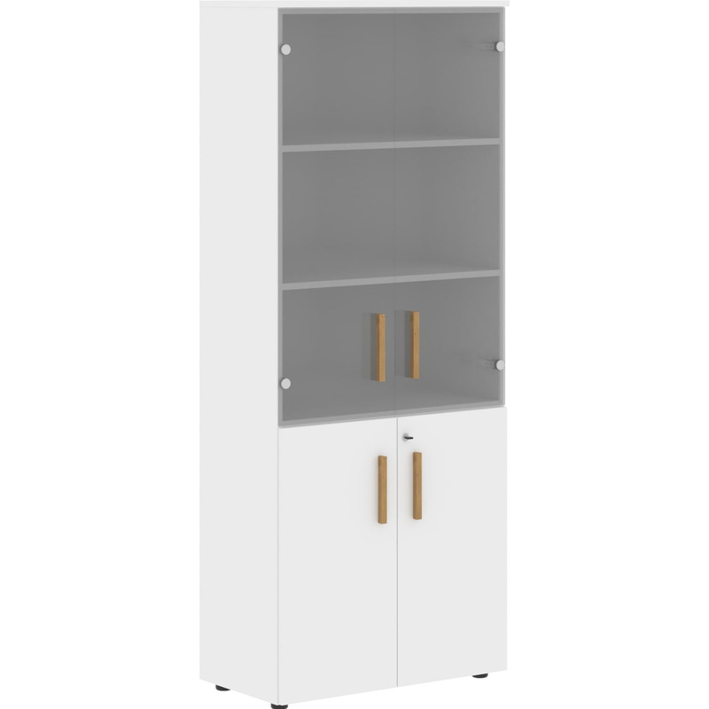 Изображение товара Шкаф для документов Forta FHC80.2Z со стеклом и замком белый премиум