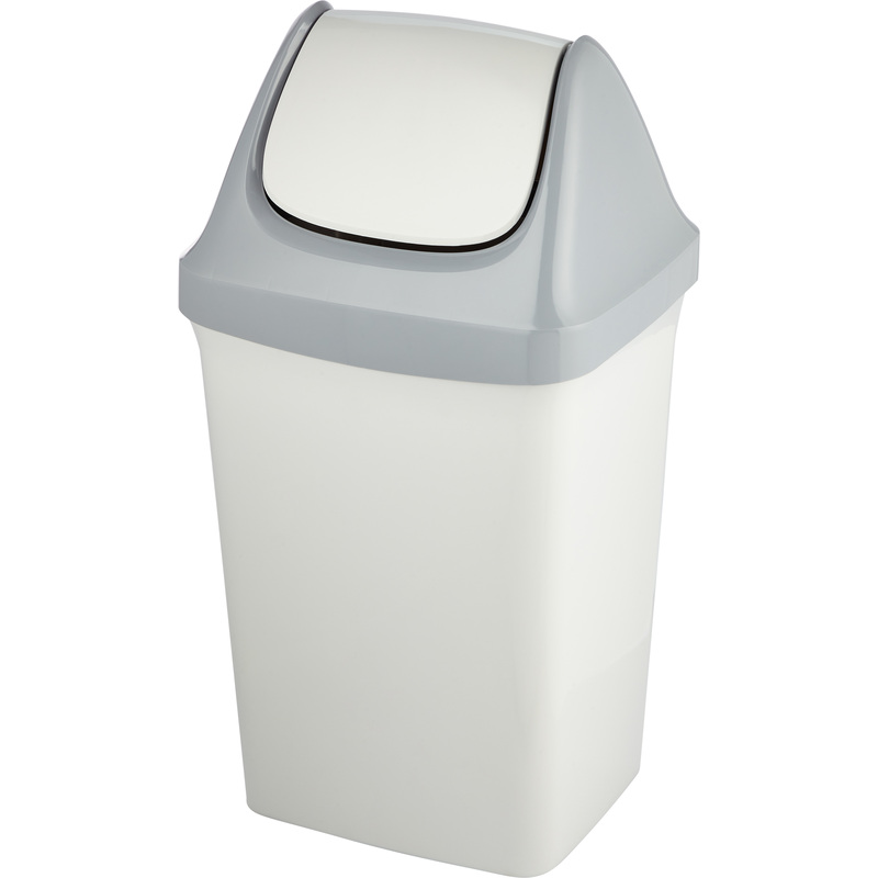 Изображение товара Контейнер для мусора Luscan Swing 50 л с крышкой серый напольный прямоугольный