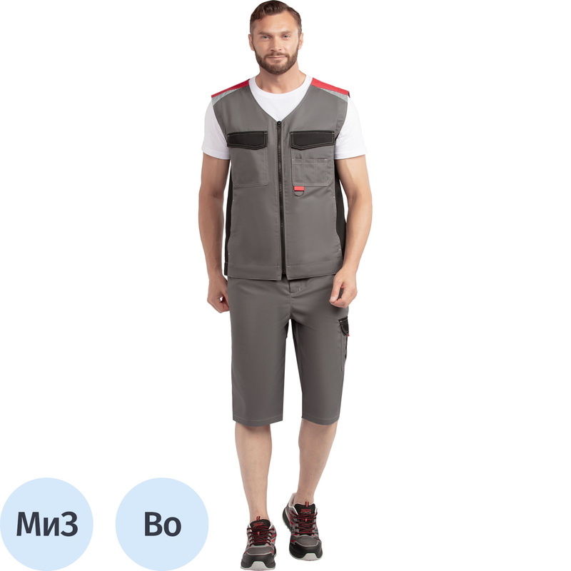 Изображение товара Жилет рабочий летний мужской Грегаль (л23) серый/красный
