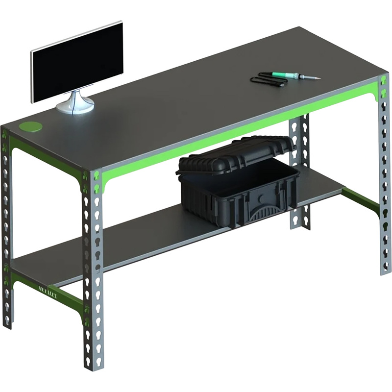 Изображение товара Металлический производственный стол 1000х400х750 мм, зелёный/серый