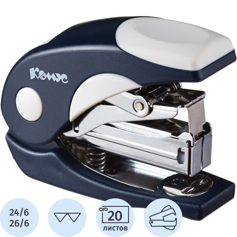 Изображение товара Мини-степлер Комус Light-Force до 20 листов с антистеплером, синий