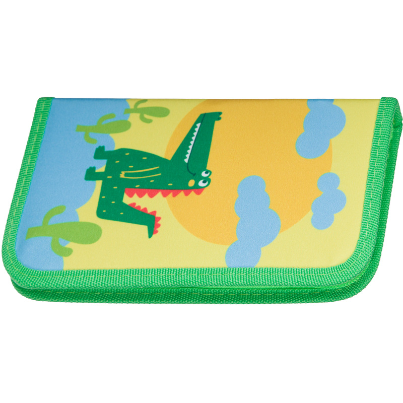 Изображение товара Пенал односекционный Комус Класс Croco зеленый для девочек, ткань оксфорд