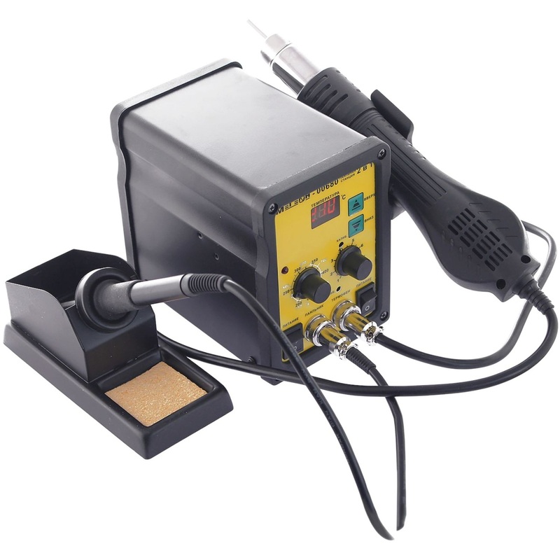 Изображение товара Паяльная станция 2 в 1 МЕГЕОН 00680 с цифровым управлением и комплектом