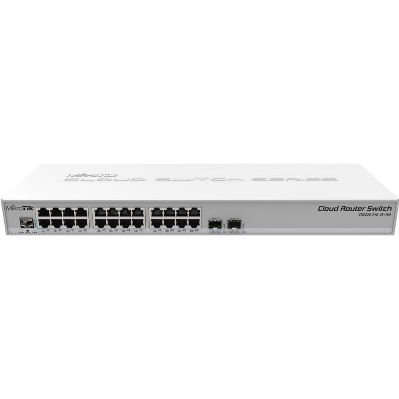 Изображение товара Коммутатор MikroTik CRS326-24G-2S+RM с поддержкой PoE и 24 портами LAN