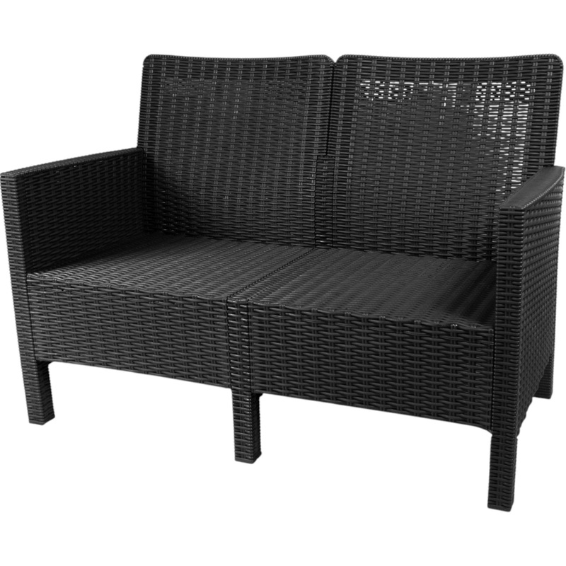 Изображение товара Двухместный диван TDT из искусственного ротанга тёмно-серый 1140х590х800 мм