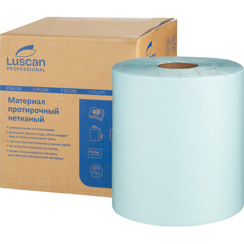 Изображение товара Протирочный материал Luscan Professional 400 листов 28x34 см бирюзовый