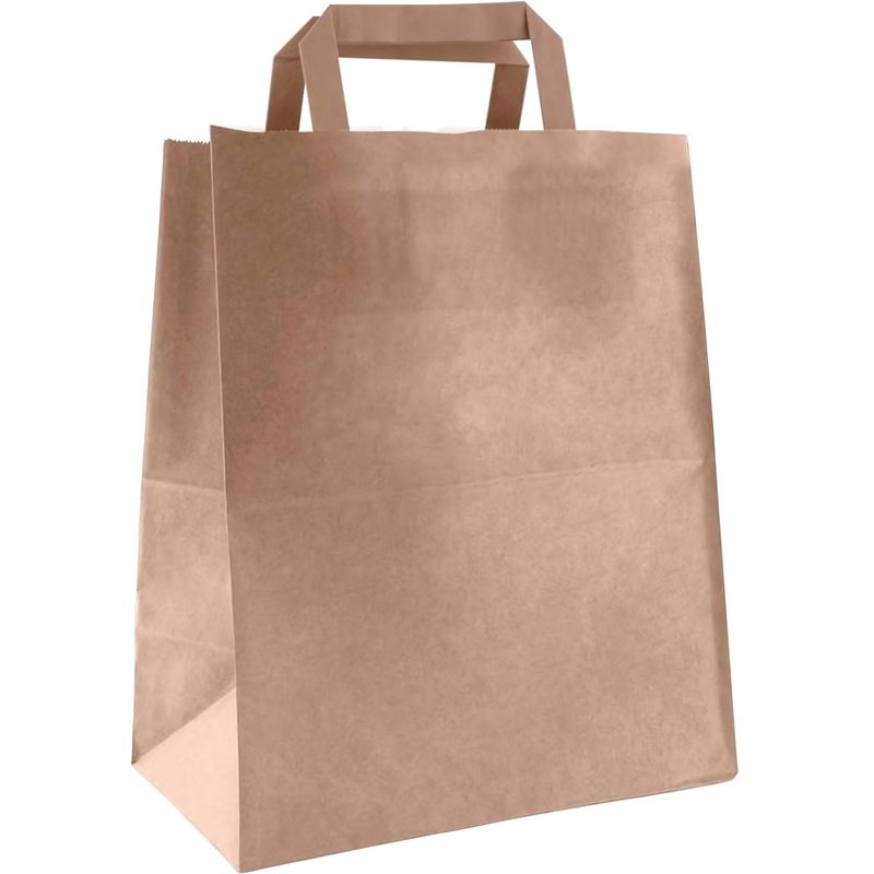Изображение товара Крафт-пакет бумажный с плоскими ручками 320x200x320 мм 80 г/кв.м био