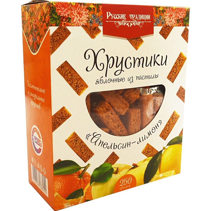 Изображение товара Пастила Русские Традиции Хрустики яблочные Апельсин-лимон 250 г натуральный продукт