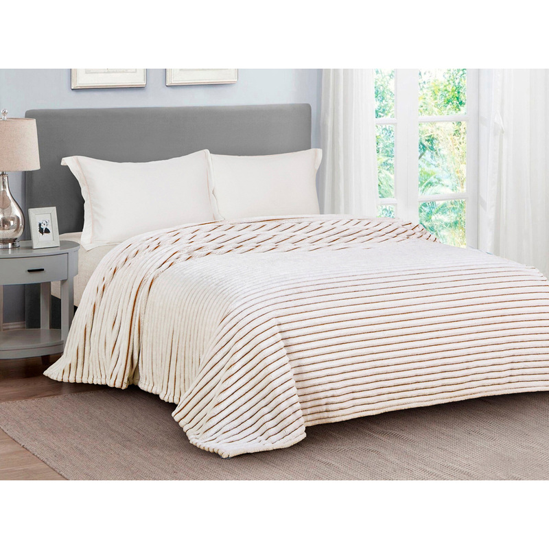 Изображение товара Плед из велсофта CL home Marmari 150x200 см белый коричневый гипоаллергенный