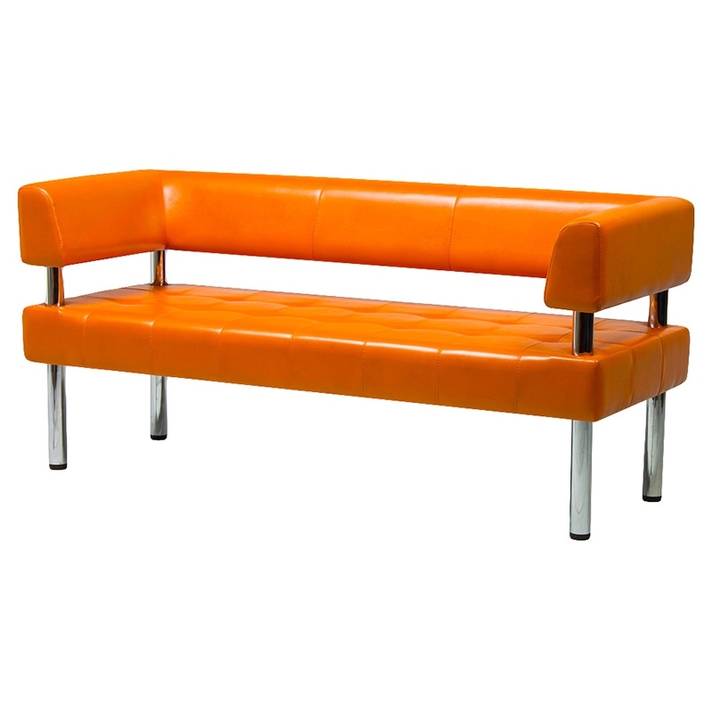 Изображение товара Диван трехместный бизнес оранжевый из искусственной кожи 3 места