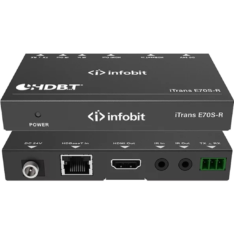 Изображение товара Удлинитель сигнала HDMI Infobit iTrans E70S-R 4K с поддержкой RS-232 и металлическим корпусом