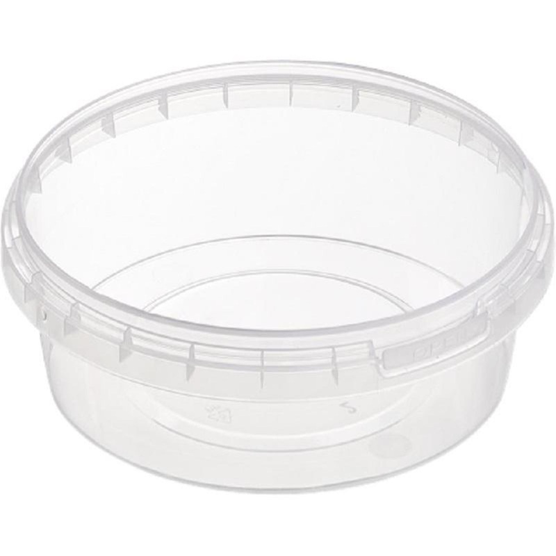 Изображение товара Пластиковая банка 385 мл с крышкой, прозрачная, для хранения продуктов