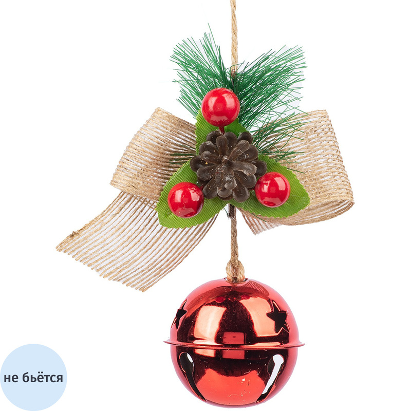 Изображение товара Ёлочная игрушка Magic Time красная колокольчик 10.5 см