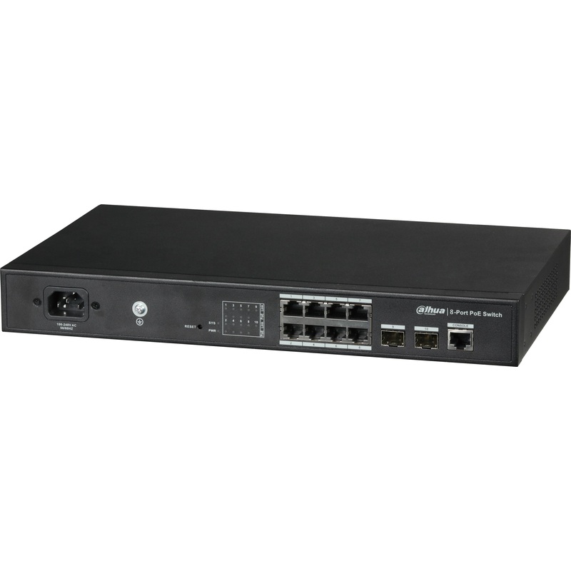 Изображение товара Коммутатор Dahua DH-PFS4210-8GT-150 управляемый с PoE и 8 портами LAN