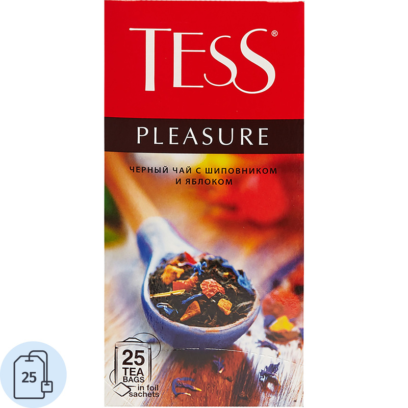 Изображение товара Чай черный Tess Pleasure с ароматом тропических фруктов, 25 пакетиков