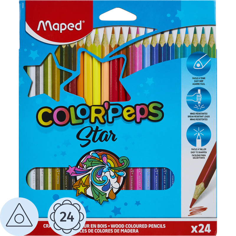 Изображение товара Цветные карандаши Maped Color'Peps Star 24 в трёхгранном корпусе