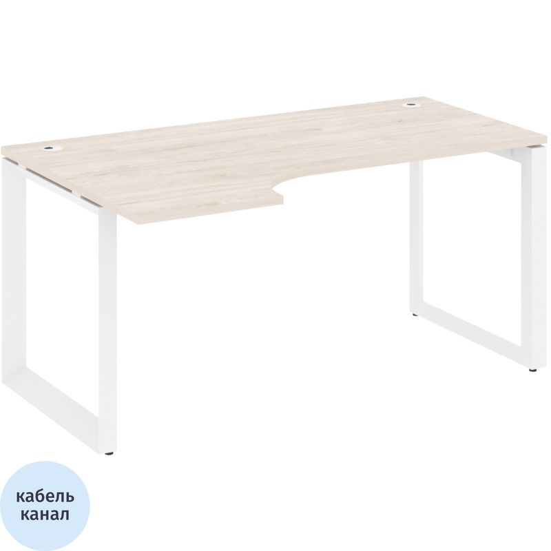 Изображение товара Эргономичный левый офисный стол ONIX-О светлый каркас белый 1580х980х750 мм