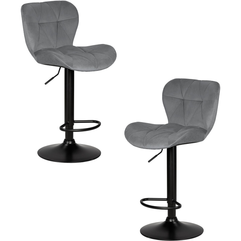 Изображение товара Стул барный LM-5022-N серый/чёрный, мягкий велюр, регулировка высоты, набор из 2 шт