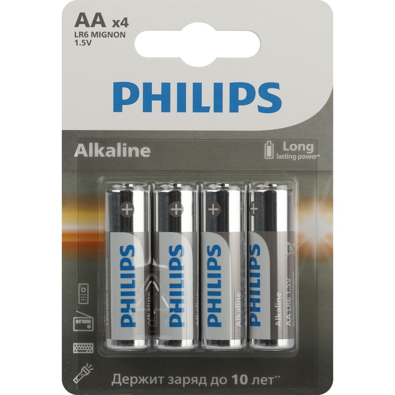 Изображение товара Батарейка AA пальчиковая Philips Entry 4 шт в упаковке алкалиновая