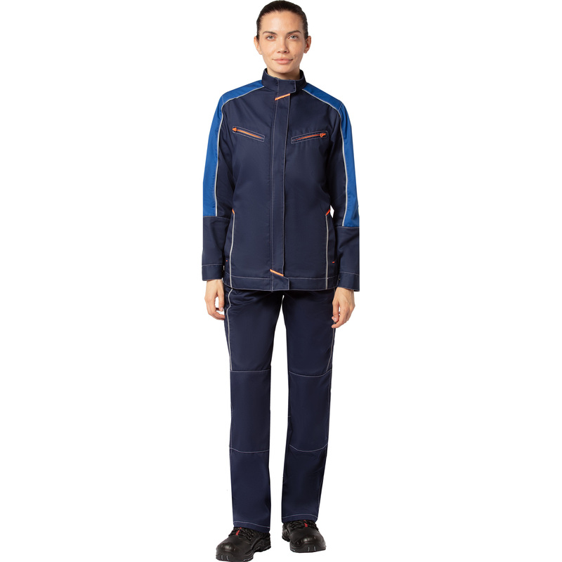 Изображение товара Куртка рабочая летняя женская л34-КУ со светоотражающим кантом синяя/васильковая (размер 88-92 (44-46), рост 170-176)