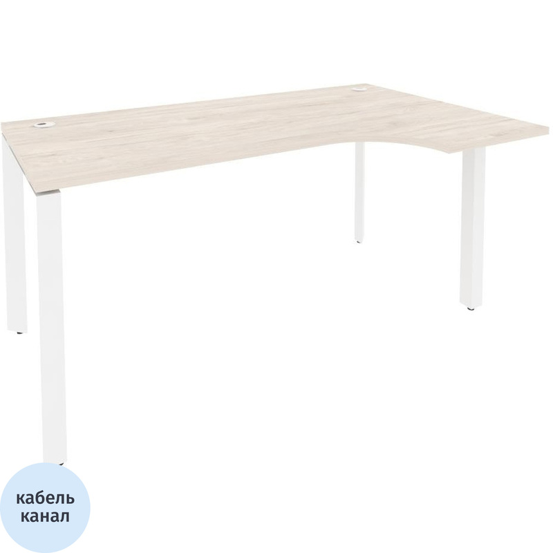 Изображение товара Эргономичный стол ONIX-П O.MP-SA-1R правый денвер светлый/белый