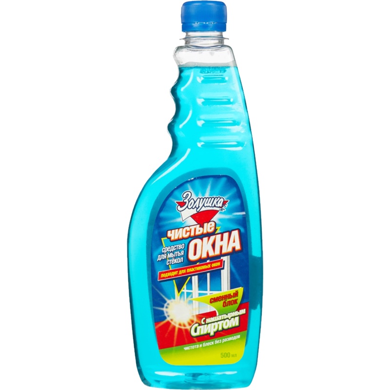 Изображение товара Средство для мытья стёкол и зеркал Золушка Чистые окна 0.5 л с нашатырным спиртом сменный блок