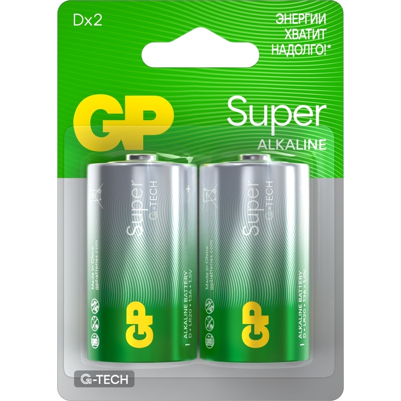 Изображение товара Батарейка GP DLR20 Super 1.5В (2 шт) — крупные элементы питания