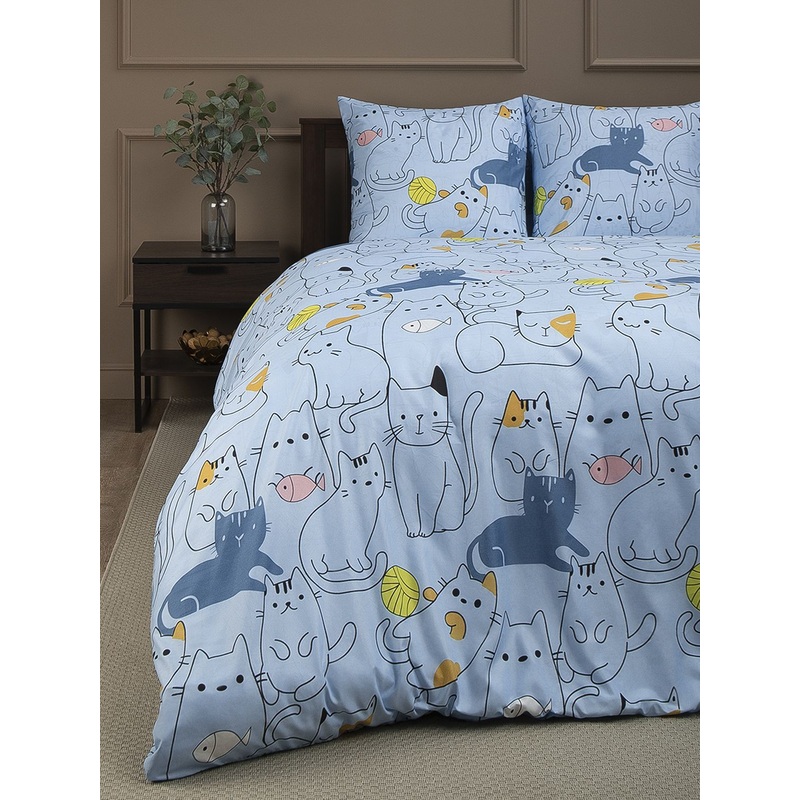 Изображение товара Постельное белье Amore Mio Weasel 92958 1.5-спальное микрофибра голубое