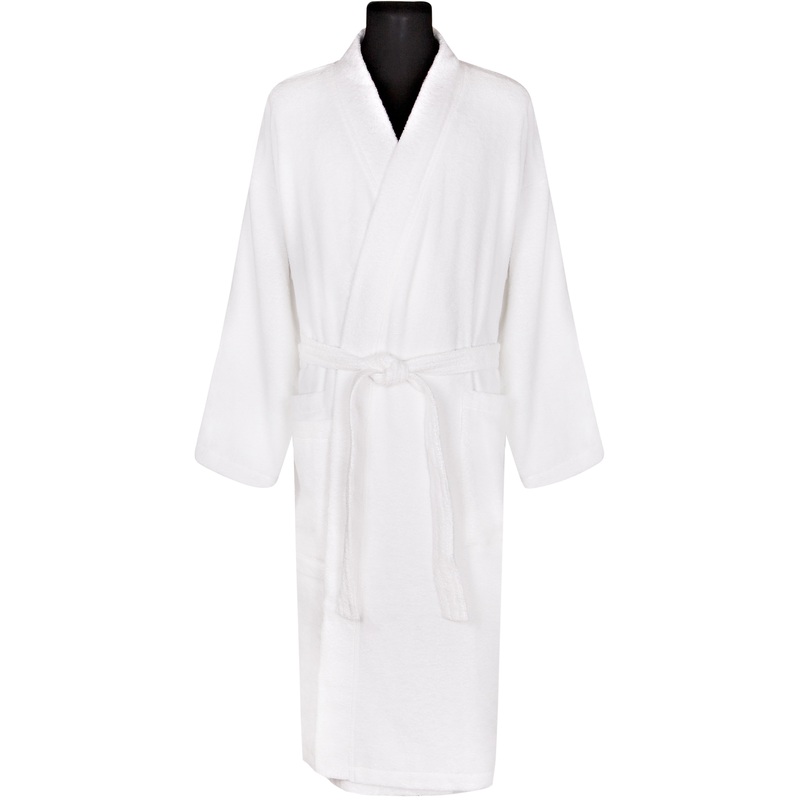 Изображение товара Махровый халат размер 56-58 (XXXL), белый из натурального хлопка
