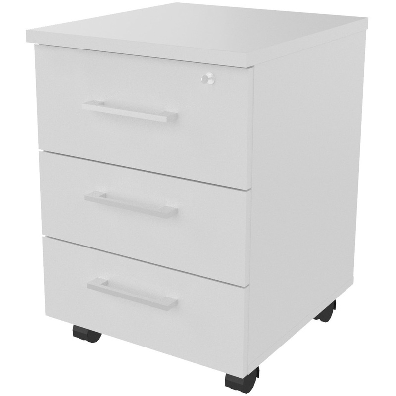 Изображение товара Тумба подкатная Steel 19300 с центральным замком белая 430х460х600 мм